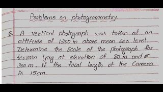 Problems on photogrammetry Advanced surveying  photogrammetric surveying part 12 VTU notes [upl. by Dacie]