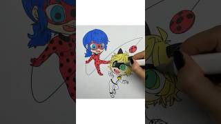 REVERSE Coloring Miraculous Ladybug amp Cat Noir reverse coloring miraculous coloringtime markers [upl. by Gelasias300]