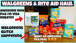 WALGREENS GLITCH amp AWESOME RITE AID DEAL w the new PampG visa rebate 😍 super cheap pampers amp laundry [upl. by Dalton996]