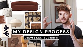 HOW TO DESIGN A ROOM FROM START TO FINISH Mood Boarding Furniture Selection  Concept [upl. by Aeslehc]