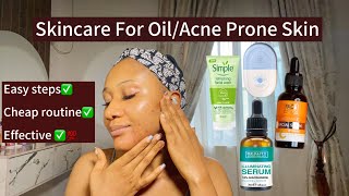 SKINCARE ROUTINE FOR OILYACNE PRONE SKINaffordable routine for oily skinacne prone skinoilyskin [upl. by Katharine41]