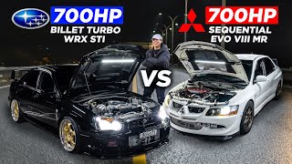 Rally Legends Underground DRAG RACE Subaru WRX STI vs Mitsubishi Lancer EVO [upl. by Sherrie]