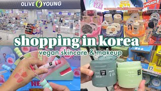 shopping in Korea vlog 🇰🇷 vegan skincare amp makeup haul 🥦 Oliveyoung clean kbeauty [upl. by Llenrep615]