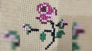 Cross Stitch Embroidery 🌹 rose Flower Design  Dosoti Charsoti Kedhai [upl. by Fenton]