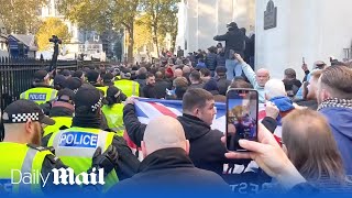 Police clash with protestors near Cenotaph in London during Armistice Day [upl. by Lehcir590]