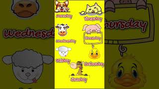 Days of the week english  Seven Days of the Week with Animal Sounds  Fun Learning Toddlers shorts [upl. by Atires]