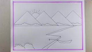 Prakritik drishya drawing 🏞️ Scenery drawing  with pencil drawing [upl. by Yennej]