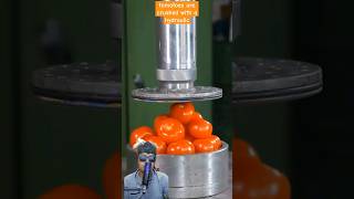 tomatoes are crushed with a hydraulic hydraulicpress satisfying experiment hydrolicpress [upl. by Eserahc]