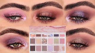 5 LOOKS 1 PALETTE  HUDA BEAUTY ROSE QUARTZ PALETTE [upl. by Maice]