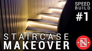 Stair Makeover with Accent Lighting Speed Build 1 [upl. by Dami]