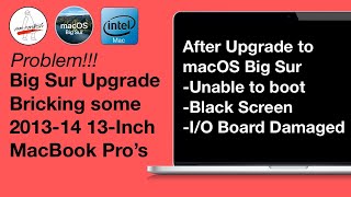 Big Sur Upgrade Bricking some Older 2013 amp 2014 MBPro’s Mac will only boot to a Black Screen [upl. by Conchita]