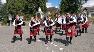 Coupar Angus Pipe Band parade through Braemar village in the Cairngorms Scotland July 2018 [upl. by Eveline]