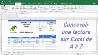 Faire une facture sur Excel de A à Z Toutes les étapes [upl. by Tayib]