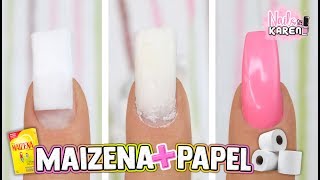 UÑAS POSTIZAS con PAPEL HIGIÉNICO y MAIZENA [upl. by Ltney979]