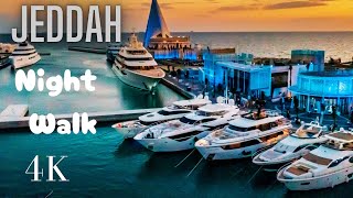 4K HDR Night Walk in Jeddah Yacht Club travel jeddah saudiarabia [upl. by Chrisoula524]