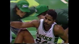 Jay Humphries 11pts8rebs10asts vs Sonics 1989 5OTs [upl. by Inge646]