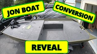 ULTIMATE Jon Boat REVEAL and WALKTHROUGH Jon Boat To Bass Boat Conversion Lowe 1448 [upl. by Anivad]