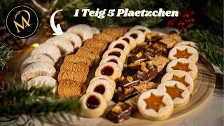 1 Teig 5 Plätzchen  Episode 2 I Aus einem Teig 5 verschiedene Weihnachtskekse backen✨ [upl. by Arias]