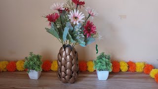 How To Make Flower Vase With Plastic SpoonEasy craft diy [upl. by Chicky]