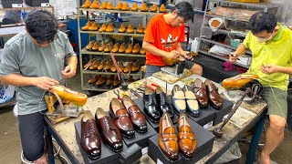 LEATHER SHOES Expert Process of making HIGHEND shoes by VIETNAMESE Skillful workers [upl. by Kcirdnekel377]