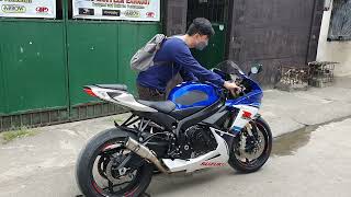 Suzuki Gsxr 750 with Akrapovic Oblique 61mm cat delete elbow sound check [upl. by Colston]