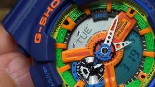 CASIO GSHOCK REVIEW AND UNBOXING GA110FC2A BLUE ORANGE GREEN [upl. by Besnard]