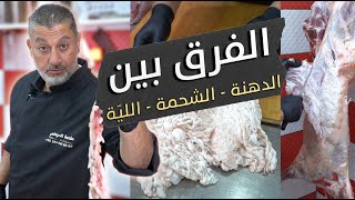 شو الفرق بين الدهنة، الشحمة، و اللية بالخروف؟ 🐑🔍وكيف بيلعب اللحام فيها  ليّة و دهنة و شحمة 🧈 [upl. by Karyn]