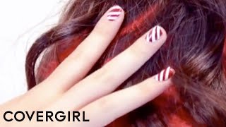 Nail Art Candy Cane Nail Design Tutorial  COVERGIRL [upl. by Katti]