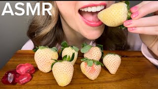 ASMR PINEBERRIES WHITE STRAWBERRY no talking eating sounds  kakesASMR [upl. by Ecnerol]