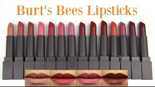 Burts Bees Lipsticks Lip Swatches amp Review [upl. by Baxy]