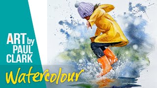 How to Paint a Girl Jumping in a Puddle in Watercolour [upl. by Genaro]