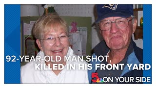 92yearold man was shot to death in his front yard while blowing leaves son says [upl. by Adnolay650]