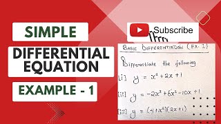 SIMPLE DIFFERENTIAL EQUATIONS EXAMPLE 1 [upl. by Adlesirg]