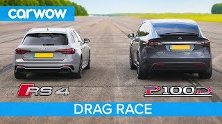 Audi RS4 vs Tesla Model X P100D  DRAG RACE ROLLING RACE amp BRAKE TEST [upl. by Odnanreh919]