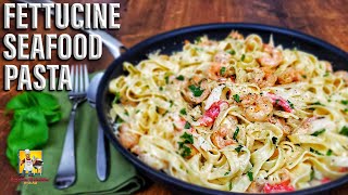 Fettucine Seafood Alfredo Recipe  Seafood Pasta Recipe [upl. by Natsirk]