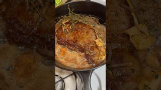 Cooking a ribeye steak in a castiron skillet cooking steak castiron recipe recipes [upl. by Agate771]