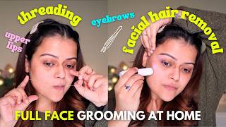 I Dont Go To A Parlour For THREADING  Eyebrow Shaping Upper Lips amp Facial Hair Removal Tutorial [upl. by Etoile]