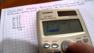 Calcular Media Varianza y Desviación Estándar con calculadora CASIO FC  200V [upl. by Radmilla]