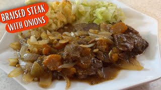 Braised Steak And Onions Recipe  Tender Slow Cooker Braising Steak Braised Steak Recipe [upl. by Tteirrah541]