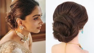 simple low bun hairstyle for saree  hairstyle for ladies [upl. by Peursem]