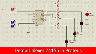 Demultiplexer logic ic 74155 in Proteus tutorial [upl. by Taka]