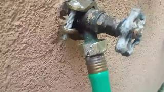 How to remove a Stuck Garden Hose on a Outside Spigot Faucet A Seized hose on SpigotFaucet [upl. by Ilrahs]