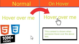 Display an Element on Hover using Pure CSS in HTML  Tutorial [upl. by Klepac132]