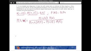 umh2072 201314 Unidad 2 Conceptos de probabilidad y test de diagnóstico Problema 8 [upl. by Wilmott]