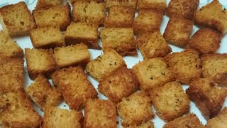 Homemade Crispy and Crunchy Bread Croutons for Soup and Salad  Croutons  Croutons Recipe [upl. by Sneve]