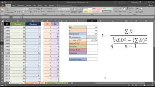 Manually Calculate PairedSamples DependentSamples T Test in Excel [upl. by Anilorac543]