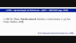 Livro  Apresentação de Referência  ABNT  NBR 6023 [upl. by Alyl150]