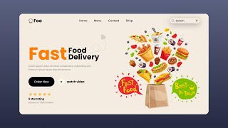 Responsive Food Delivery Website  HTML CSS And JavaScript [upl. by Monreal]