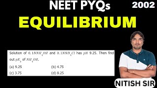 Solution of 01NNH4OH and 01NNH4Cl has pH 925 Then find out pKb of NH4OH [upl. by Yojal999]