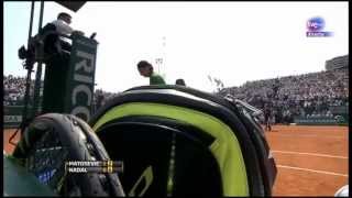 Rafael Nadal smiles after Matosevic knocked over his water bottles [upl. by Shannan]